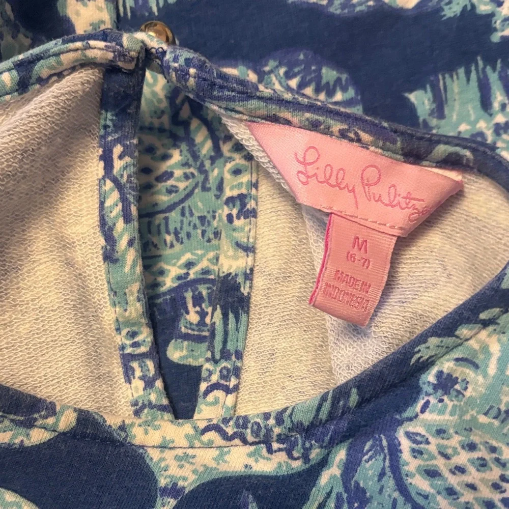 Lilly Pulitzer Mini Donna Elephant Print Kids Set in Blue and White